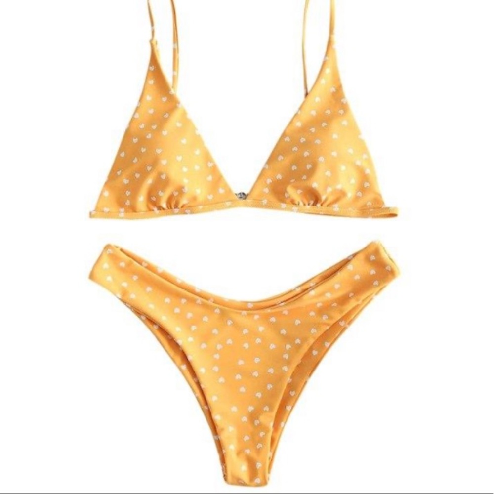 yellow heart printed bikini